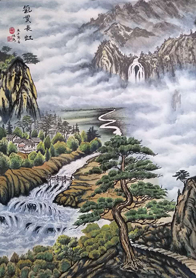 胡德康作品3《气贯长虹》70×120cm 画于2020年4月1日